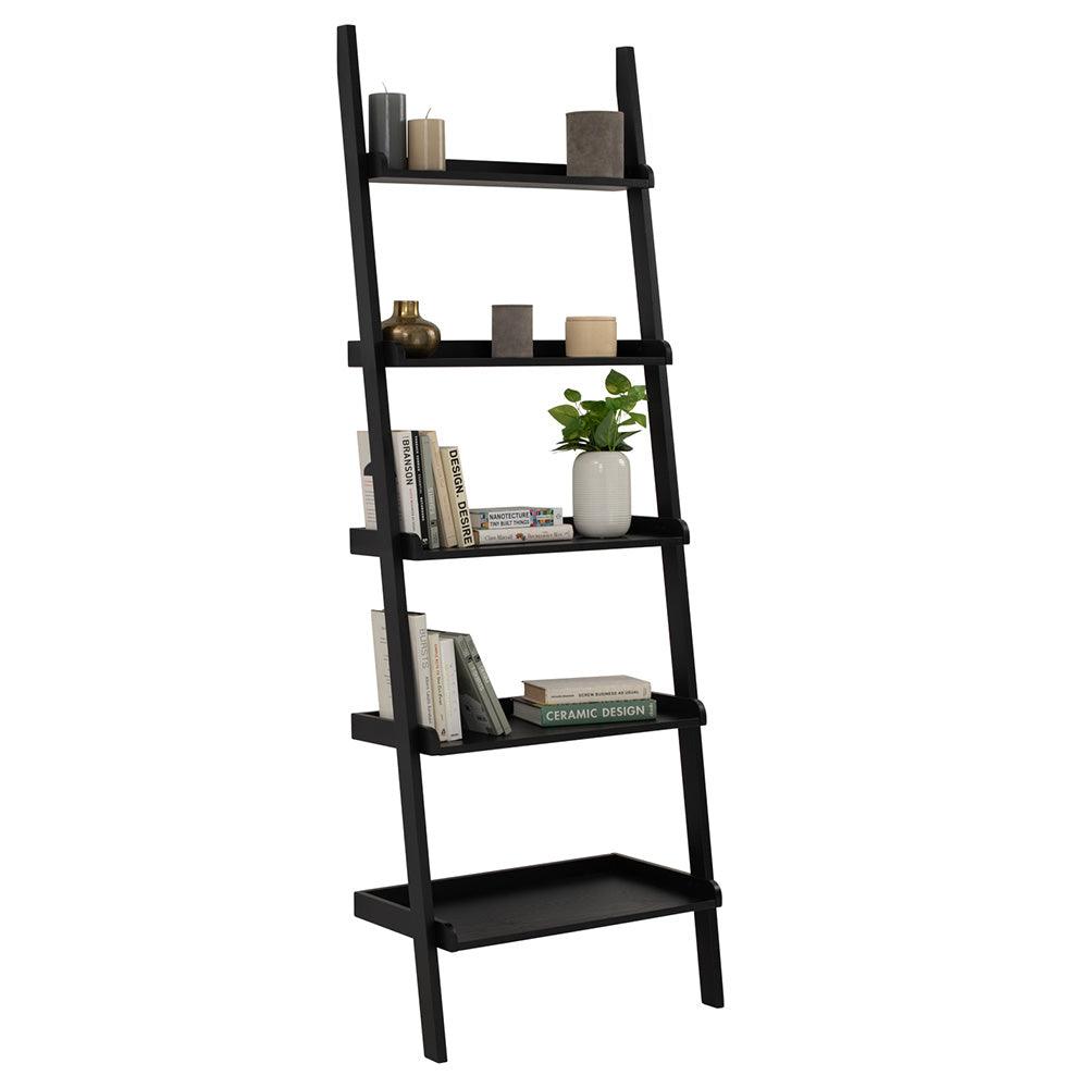 MILT Leaning Bookcase 66cm - Black - Furniture Castle
