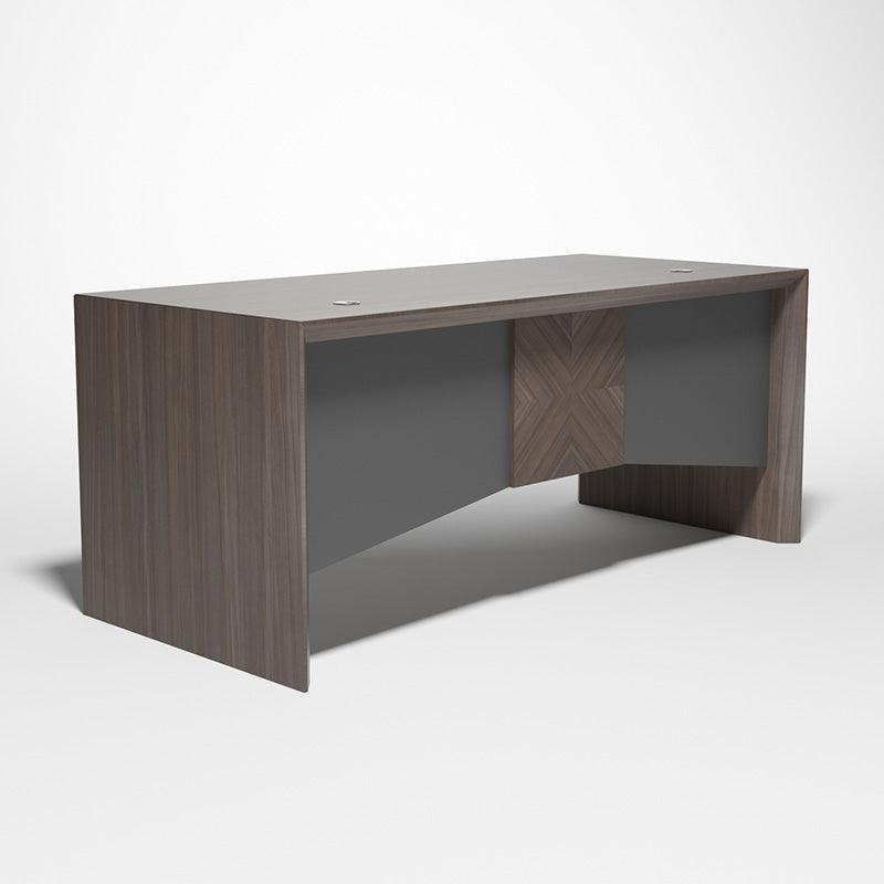 MONTE Executive Desk with Reversible Mobile Return 180cm - Hazelnut & Grey - Furniture Castle