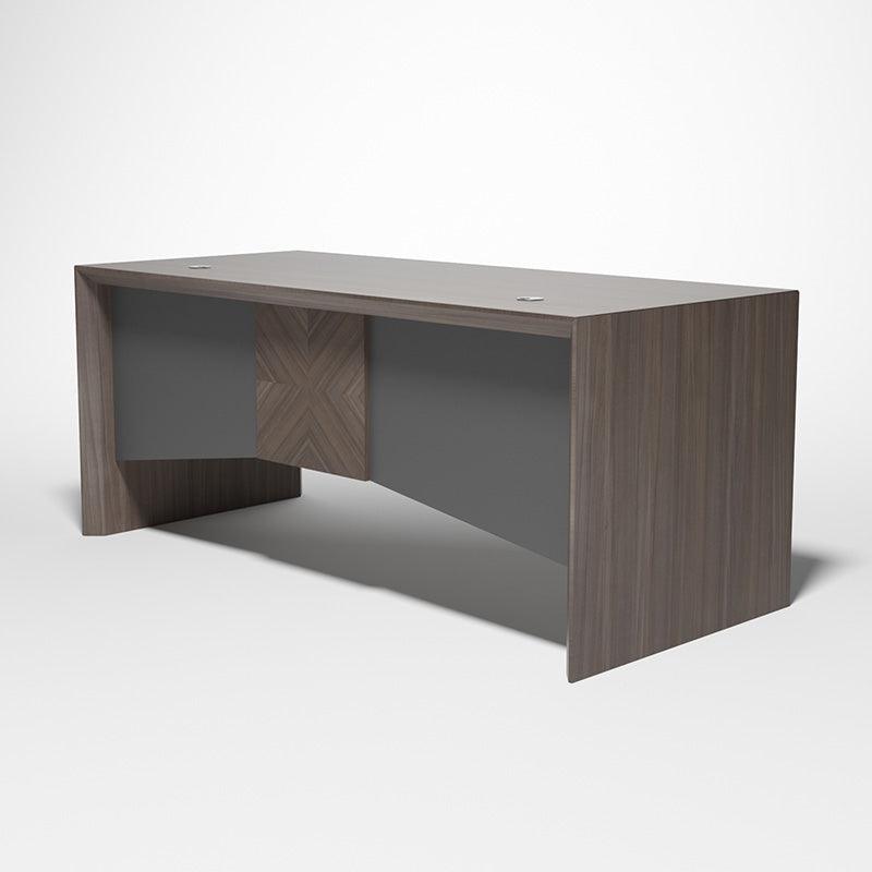 MONTE Executive Desk with Reversible Mobile Return 180cm - Hazelnut & Grey - Furniture Castle