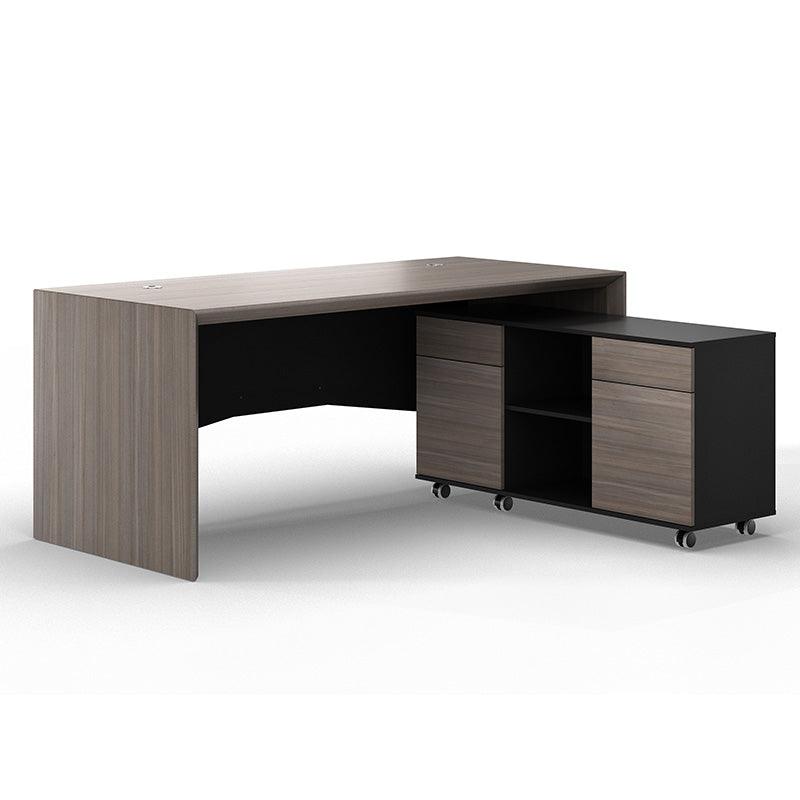 MONTE Executive Desk with Reversible Mobile Return 180cm - Hazelnut & Grey - Furniture Castle