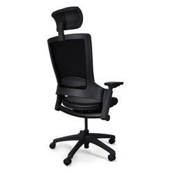 OC2151-UN-HD2155-UN Ergonomic Leather Office Chair With Head Rest - Black - Furniture Castle
