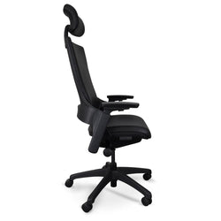OC2151-UN-HD2155-UN Ergonomic Leather Office Chair With Head Rest - Black - Furniture Castle