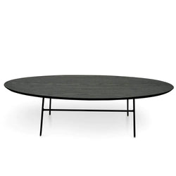 Oval 117.5cm Coffee Table - Black Ash Veneer - Black Legs - Furniture Castle