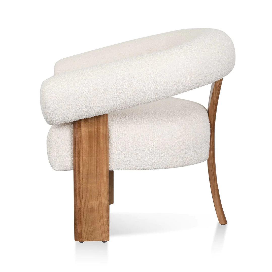 Panda Ivory White Boucle Armchair - Natural Legs - Furniture Castle