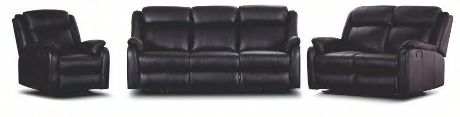 Paramount leather recliner lounge 3RR Black - Furniture Castle
