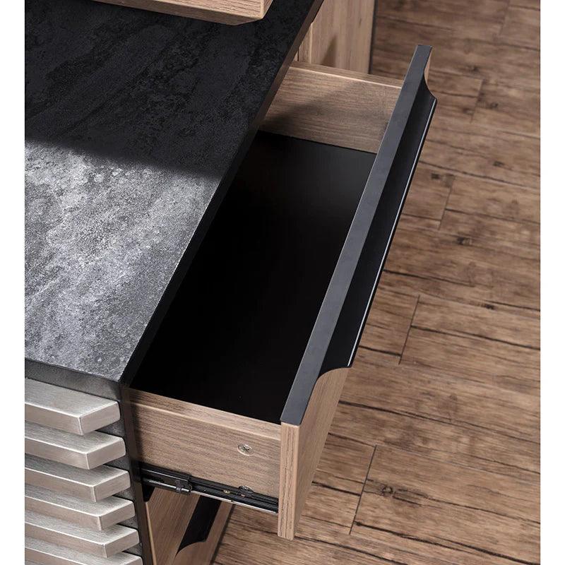 Phoenix 2.0 - Sit Stand Electric Lift Executive Desk with Left Return 2.8m - Warm Oak & Black - Furniture Castle