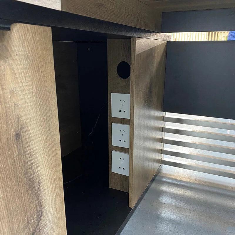 Phoenix Sit & Stand Electric Lift Executive Desk with Left Return 2.2M - Warm Oak & Black - Furniture Castle