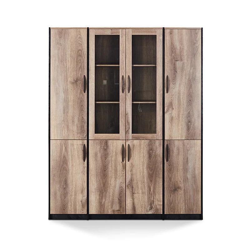 Reggie Display Unit 160cm - Warm Oak & Black - Furniture Castle