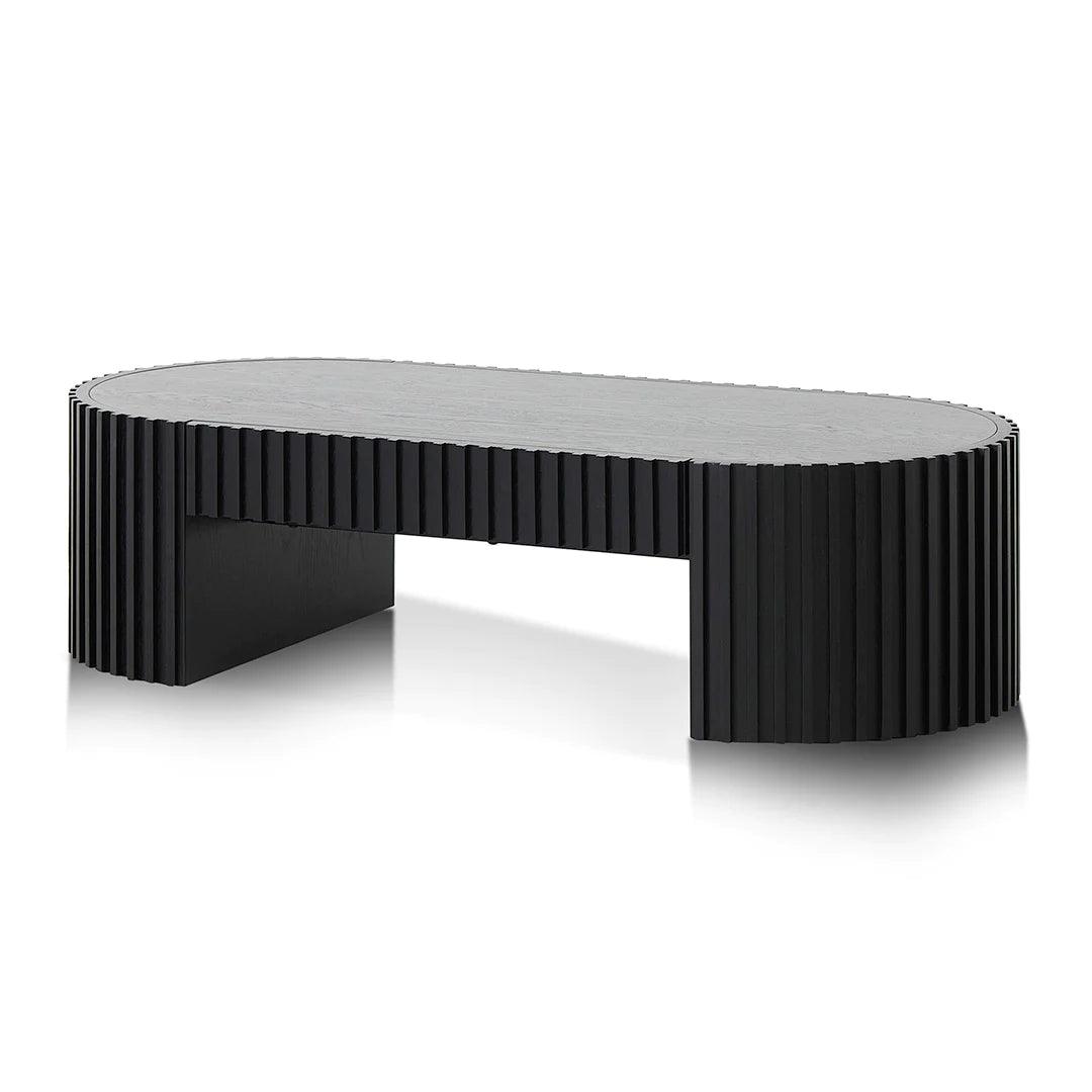 Riah 1.3m Oval Coffee Table - Full Black Oak - Furniture Castle