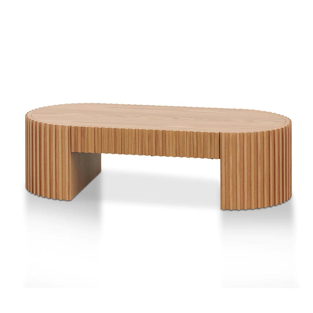 Riah 1.3m Oval Coffee Table - Natural Oak - Furniture Castle