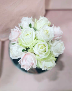 Cote Noire Herringbone Flower - Rose Buds - Clear - French Pink, Green & White  - HCF13