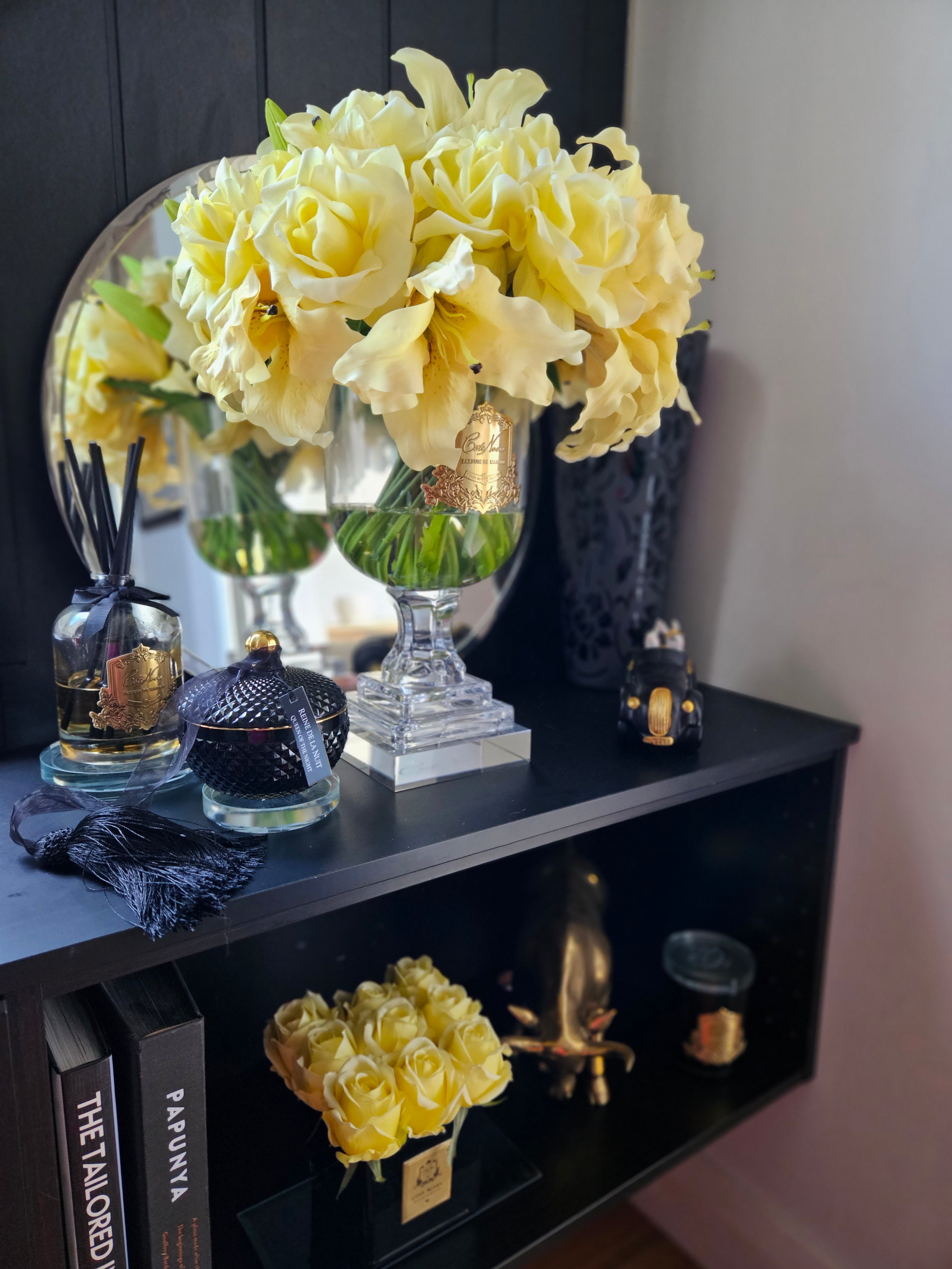 Cote Noire Versailles Lilies & Roses Bouquet - Gold & Ivory White - VLR08