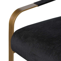 Romania Black Velvet Armchair with Antique Golden - Furniture Castle