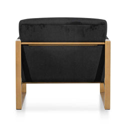 Romania Black Velvet Armchair with Antique Golden - Furniture Castle