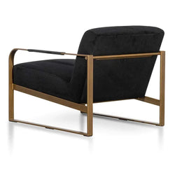 Romania Black Velvet Armchair with Antique Golden - Furniture Castle