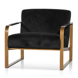 Romania Black Velvet Armchair with Antique Golden - Furniture Castle