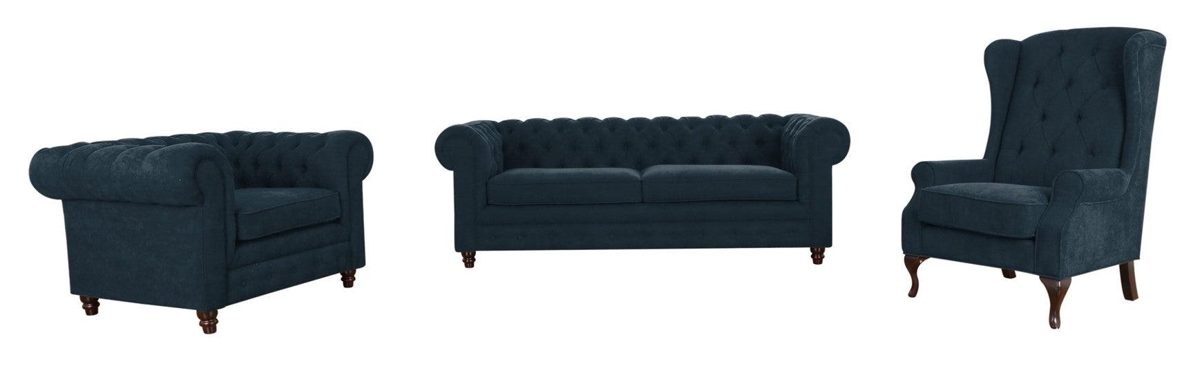 Rosy Luxurious 3 piece Sofa Lounge Chesterfield - Furniture Castle