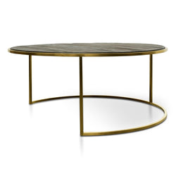 Round Coffee Table - Natural - Golden Base 76cm-96cm - Furniture Castle