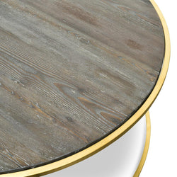 Round Coffee Table - Natural - Golden Base 76cm-96cm - Furniture Castle