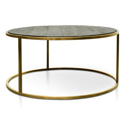 Round Coffee Table - Natural - Golden Base 76cm-96cm - Furniture Castle