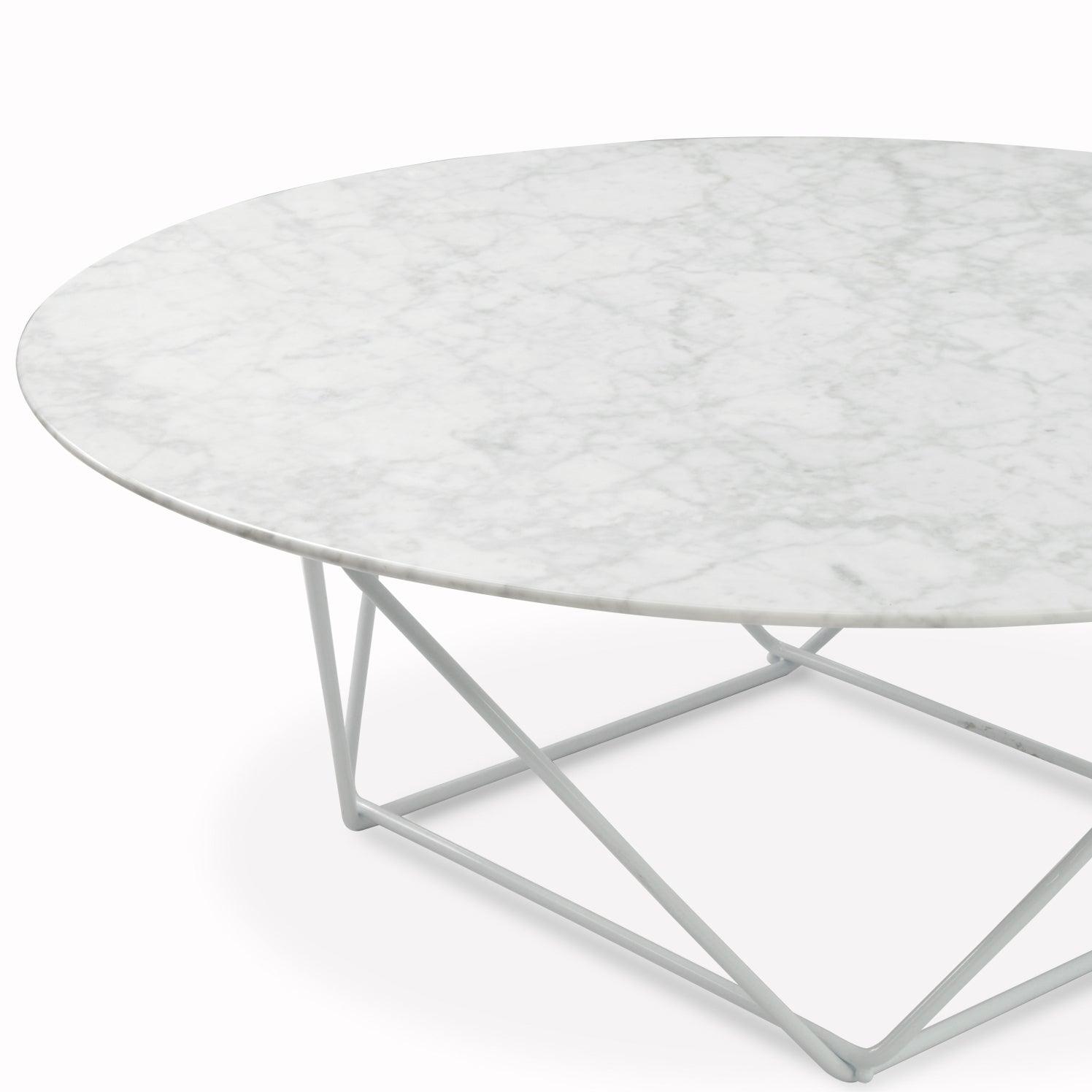 Round Marble Coffee Table With White Base 100cm - Furniture Castle