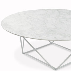 Round Marble Coffee Table With White Base 100cm - Furniture Castle