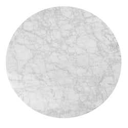 Round Marble Coffee Table With White Base 100cm - Furniture Castle