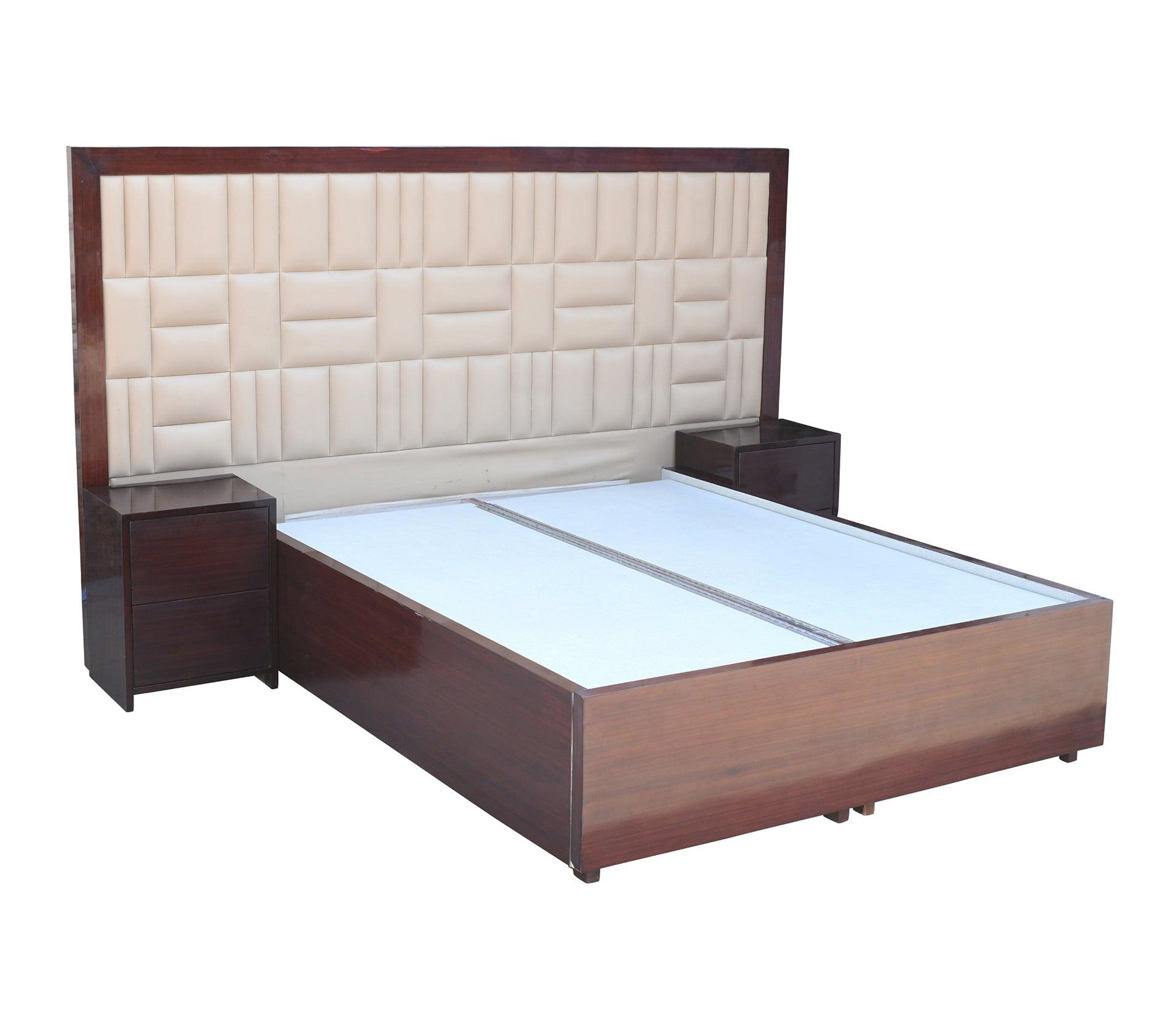 Royalson Beige/Brown Queen Storage Bed With Bedsides Tables - Furniture Castle