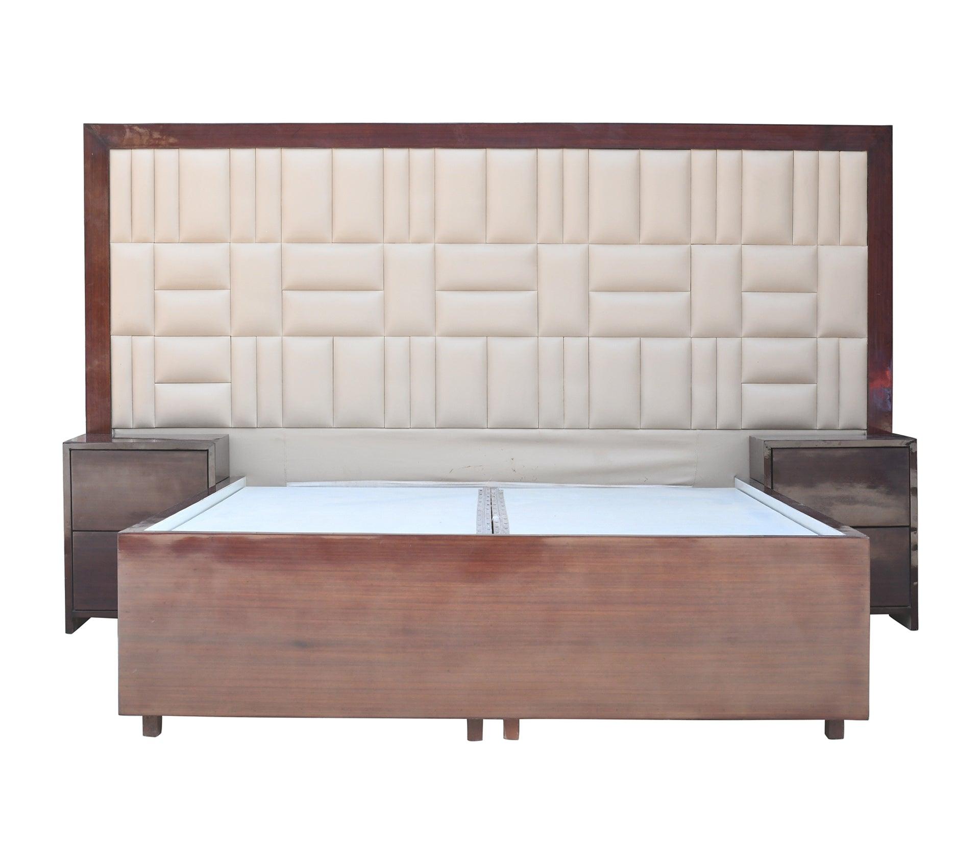 Royalson Beige/Brown Queen Storage Bed With Bedsides Tables - Furniture Castle