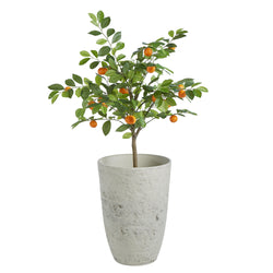 Rustic Stone Look Planter Pot Rustic Cream 35.5x35.5x49.5cm - Furniture Castle