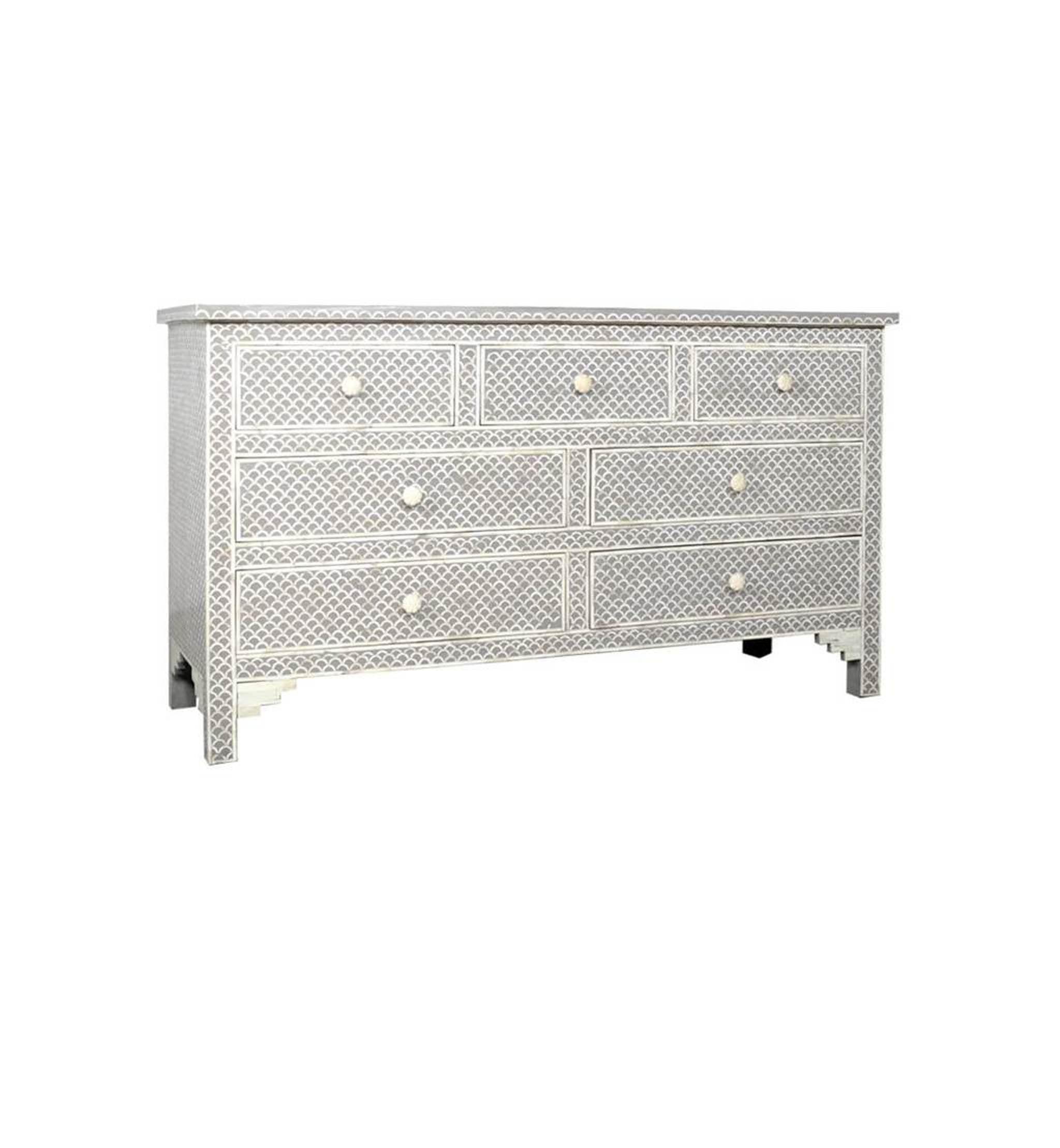 Santiago Inlay 7dr Chest Fish Scale - Grey - Furniture Castle