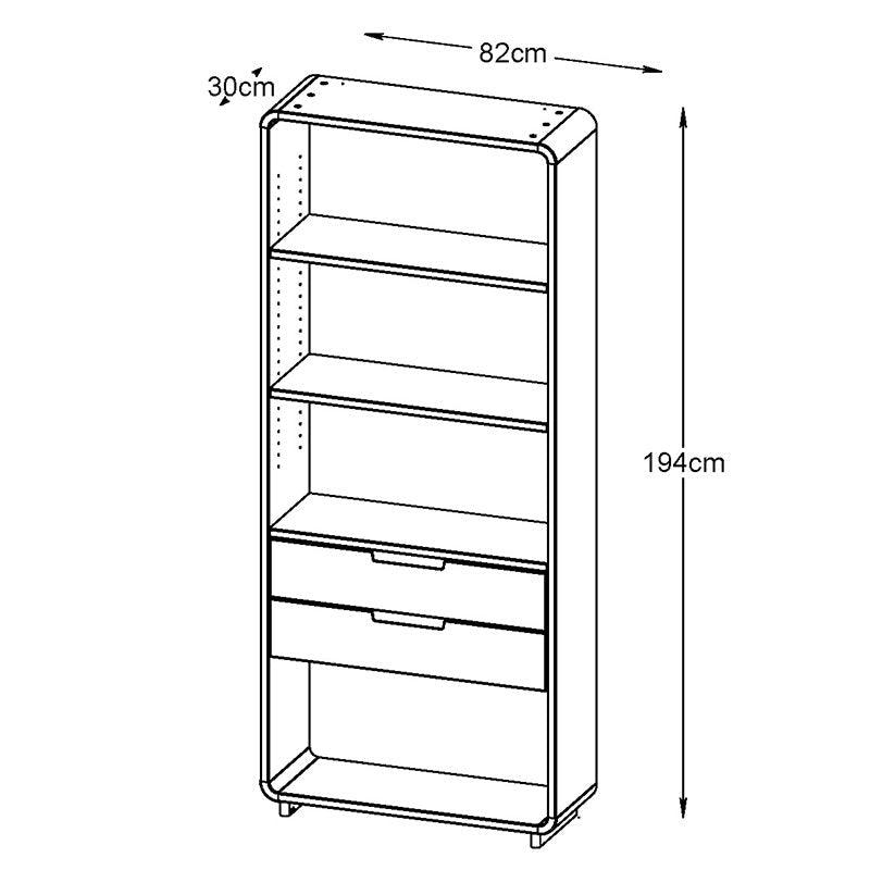 SIENNA Display Unit Bookcase 82cm - Natural & White - Furniture Castle