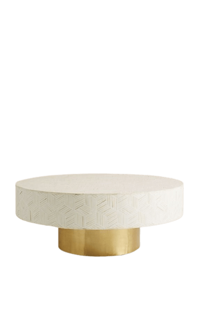 Sienna Inlay Round Optical Coffee Table - White - Furniture Castle