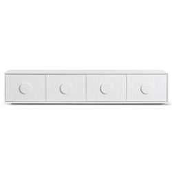Snow 2.3m Wooden Entertainment TV Unit - White - Furniture Castle