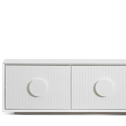 Snow 2.3m Wooden Entertainment TV Unit - White - Furniture Castle
