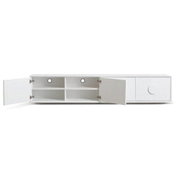 Snow 2.3m Wooden Entertainment TV Unit - White - Furniture Castle
