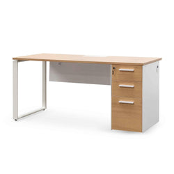 Sofia 1 Seater Office Desk - Natural and White - Furniture Castle