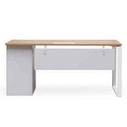 Sofia 1 Seater Office Desk - Natural and White - Furniture Castle