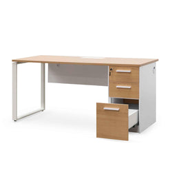 Sofia 1 Seater Office Desk - Natural and White - Furniture Castle