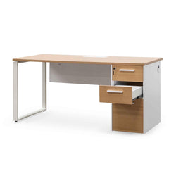 Sofia 1 Seater Office Desk - Natural and White - Furniture Castle