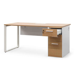 Sofia 1 Seater Office Desk - Natural and White - Furniture Castle