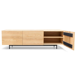 Softie 1.8m Entertainment TV Unit - Natural with Black Legs - Furniture Castle
