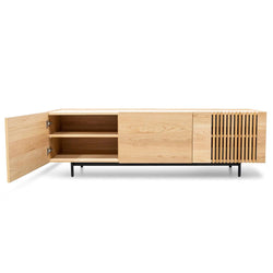 Softie 1.8m Entertainment TV Unit - Natural with Black Legs - Furniture Castle