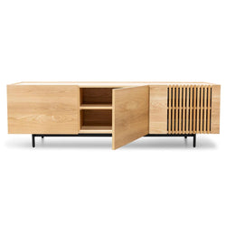 Softie 1.8m Entertainment TV Unit - Natural with Black Legs - Furniture Castle