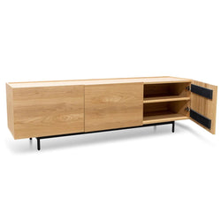 Softie 1.8m Entertainment TV Unit - Natural with Black Legs - Furniture Castle