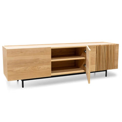 Softie 1.8m Entertainment TV Unit - Natural with Black Legs - Furniture Castle