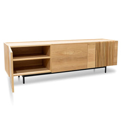 Softie 1.8m Entertainment TV Unit - Natural with Black Legs - Furniture Castle