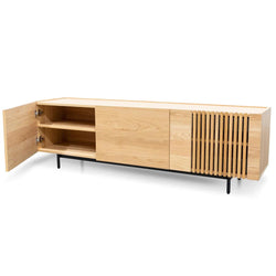 Softie 1.8m Entertainment TV Unit - Natural with Black Legs - Furniture Castle