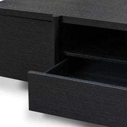 Stella 2.1m Entertainment TV Unit - Black Oak - Timber Legs - Furniture Castle