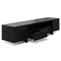 Stella 2.1m Entertainment TV Unit - Black Oak - Timber Legs - Furniture Castle